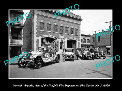 OLD LARGE HISTORIC PHOTO OF NORFOLK VIRGINIA, THE FIRE DEPARTMENT STATION c1920