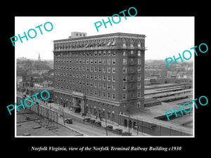 OLD LARGE HISTORIC PHOTO OF NORFOLK VIRGINIA, THE RAILWAY TERMINAL BUILDING 1930