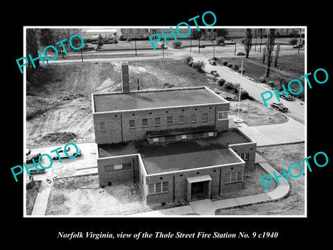 OLD LARGE HISTORIC PHOTO OF NORFOLK VIRGINIA, THE THOLE ST FIRE STATION c1940