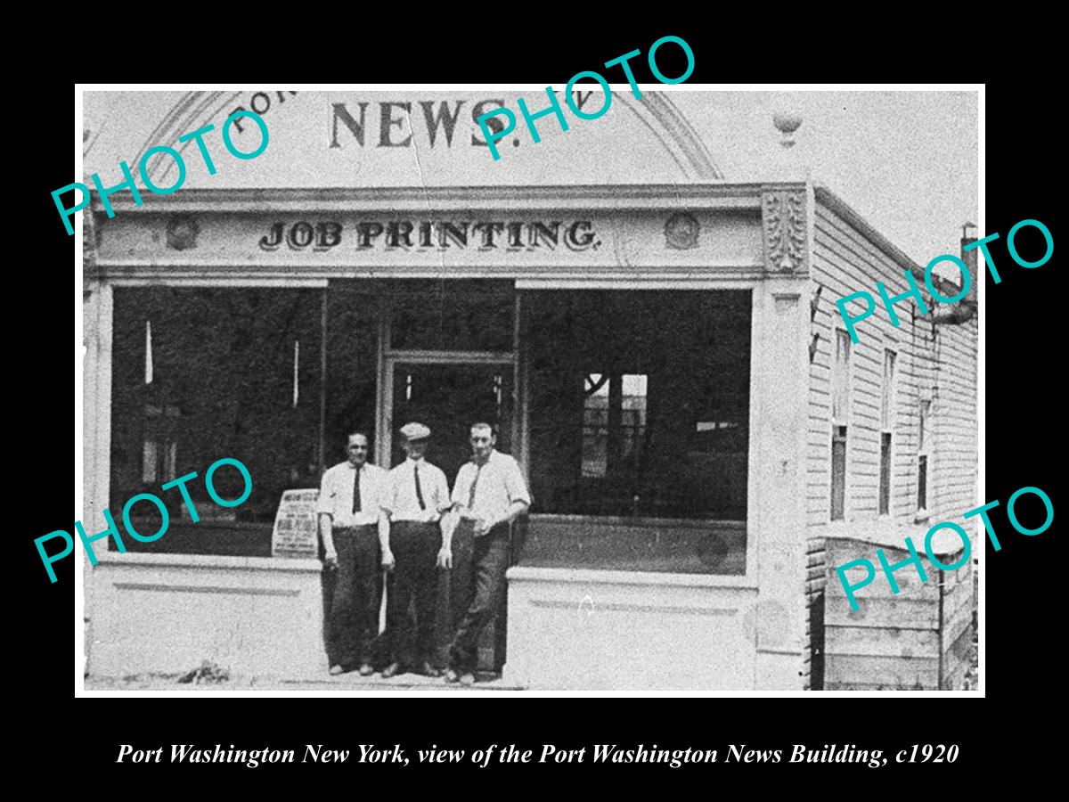 OLD LARGE HISTORIC PHOTO OF PORT WASHINGTON NEW YORK, THE NEWS BUILDING c1920