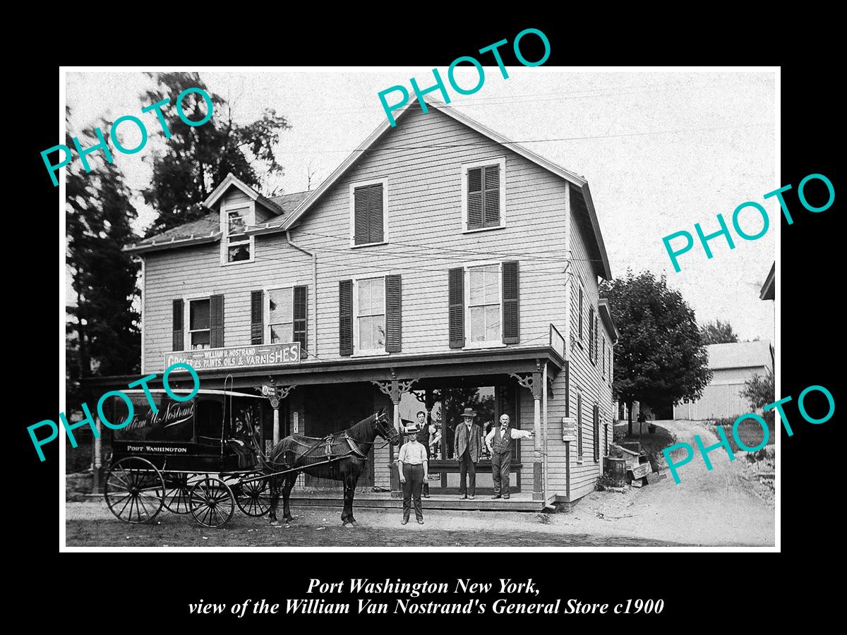 OLD LARGE HISTORIC PHOTO OF PORT WASHINGTON NEW YORK, THE GENERAL STORE c1900