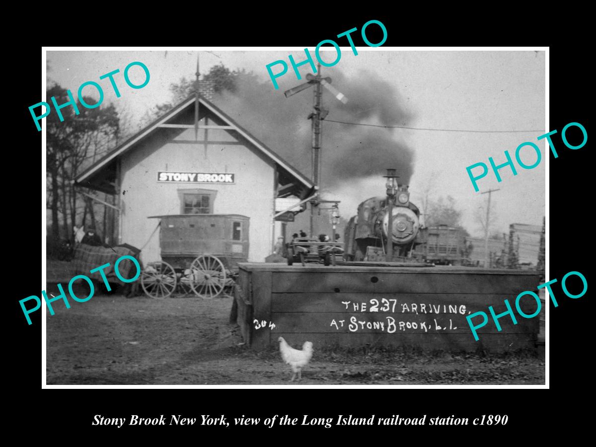 OLD LARGE HISTORIC PHOTO OF STONY BROOK NEW YORK, THE RAILROAD STATION c1890