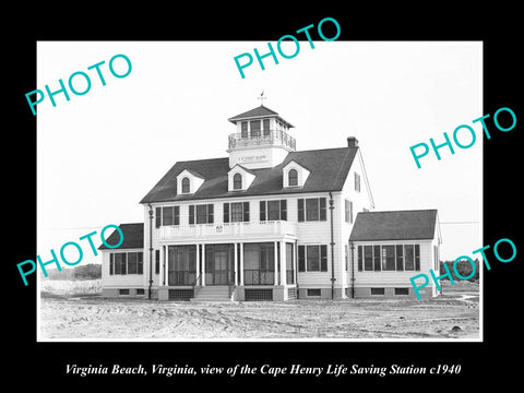 OLD HISTORIC PHOTO OF VIRGINIA BEACH VA, CAPE HENRY LIFE SAVING STATION c1940