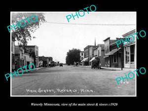 OLD LARGE HISTORIC PHOTO OF WAVERLY MINNESOTA, THE MAIN STREET & STORES c1920