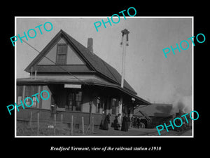 OLD LARGE HISTORIC PHOTO OF BRADFORD VERMONT, THE RAILROAD DEPOT STATION c1910