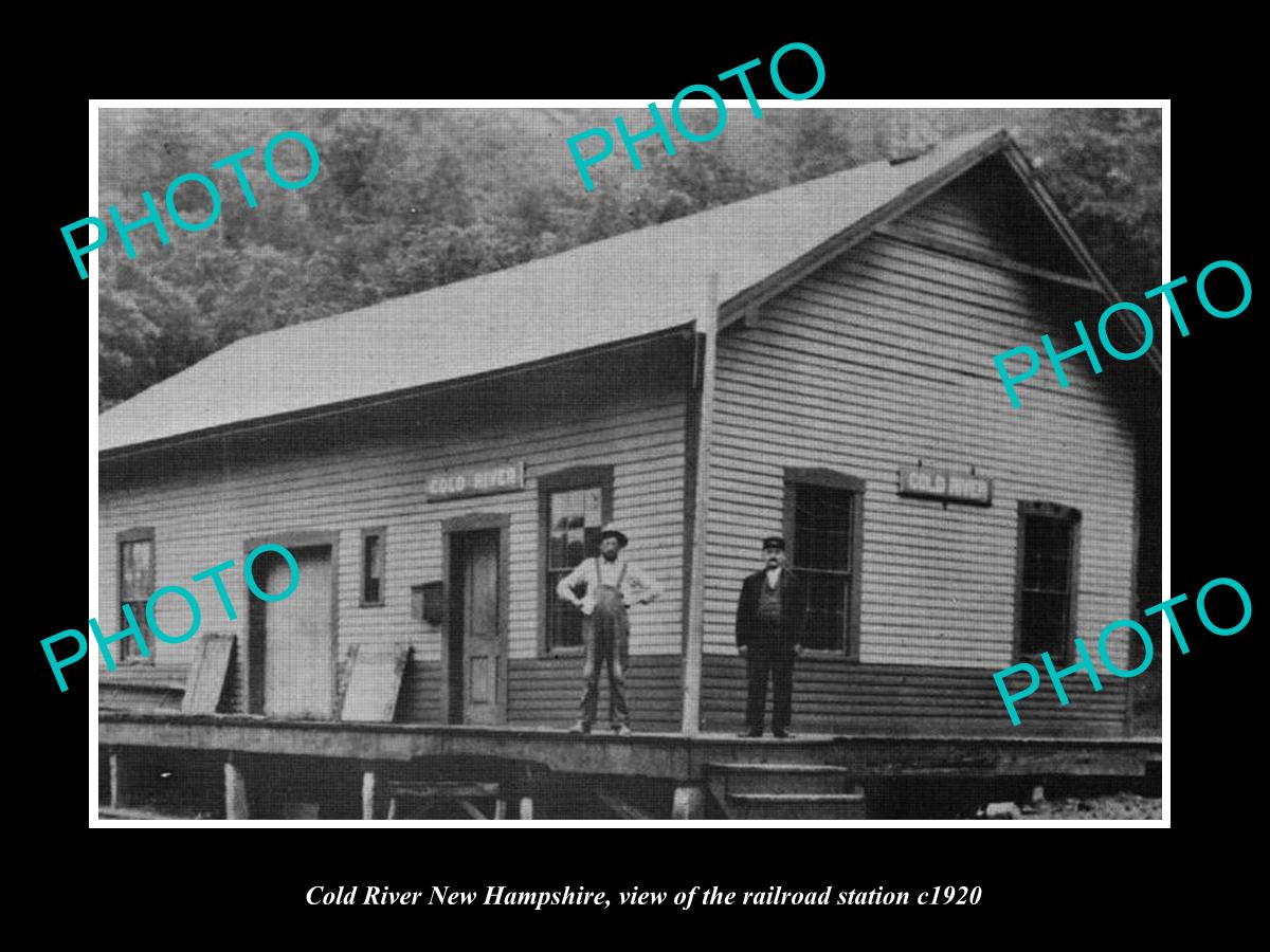 OLD LARGE HISTORIC PHOTO OF COLD RIVER NEW HAMPSHIRE, THE RAILROAD STATION c1920