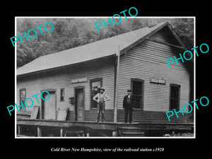 OLD LARGE HISTORIC PHOTO OF COLD RIVER NEW HAMPSHIRE, THE RAILROAD STATION c1920