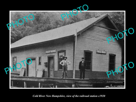 OLD LARGE HISTORIC PHOTO OF COLD RIVER NEW HAMPSHIRE, THE RAILROAD STATION c1920