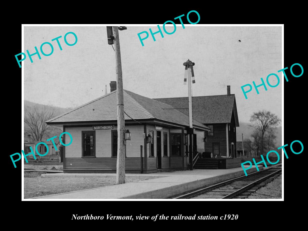 OLD LARGE HISTORIC PHOTO OF NORTHBORO VERMONT, THE RAILROAD STATION c1920