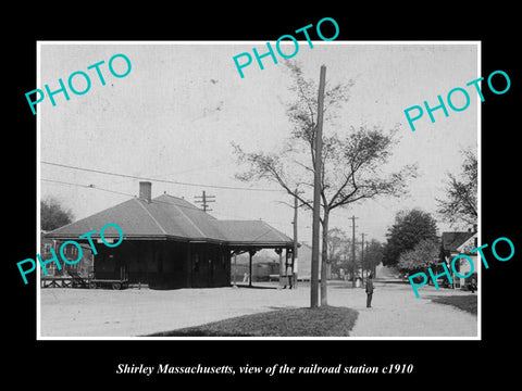 OLD LARGE HISTORIC PHOTO OF SHIRLEY MASSACHUSETTS, THE RAILROAD STATION c1910