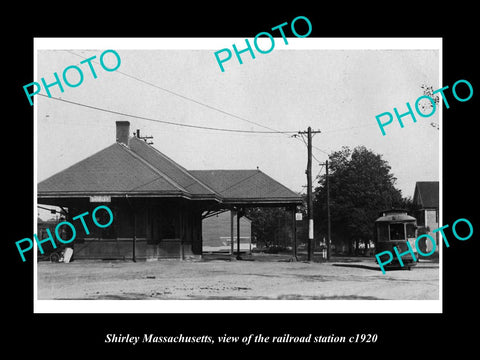 OLD LARGE HISTORIC PHOTO OF SHIRLEY MASSACHUSETTS, THE RAILROAD STATION c1920