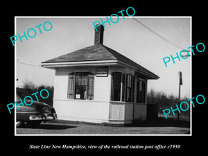 OLD LARGE HISTORIC PHOTO OF STATE LINE NEW HAMPSHIRE, THE RAILROAD STATION c1950