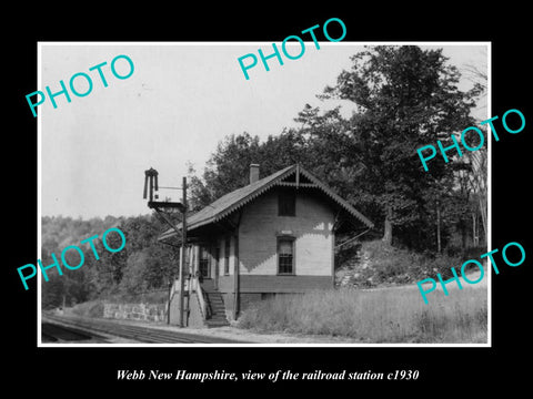 OLD LARGE HISTORIC PHOTO OF WEBB NEW HAMPSHIRE, THE RAILROAD STATION c1930