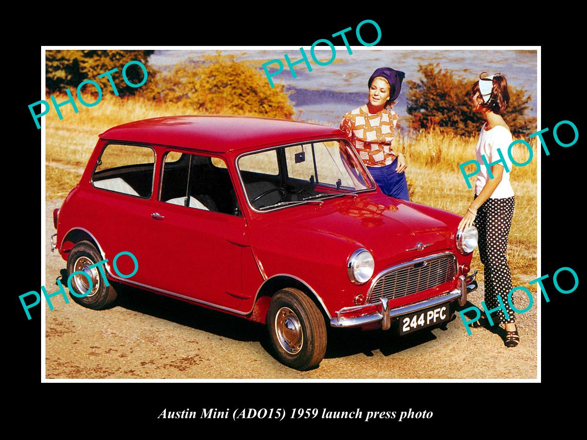 OLD LARGE HISTORIC PHOTO OF 1959 AUSTIN MINI CAR AD015 LAUNCH PRESS PHOTO 2