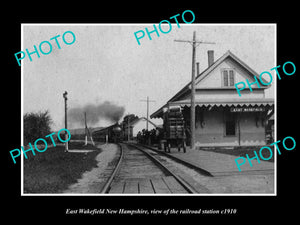 OLD LARGE HISTORIC PHOTO OF EAST WAKEFIELD NEW HAMPSHIRE RAILROAD STATION c1910