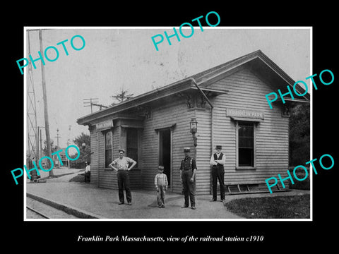 OLD LARGE HISTORIC PHOTO OF FRANKLIN PARK MASSACHUSETTS RAILROAD STATION c1910