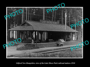 OLD LARGE HISTORIC PHOTO OF GILFORD NEW HAMPSHIRE LAKE SHORE RAILROAD DEPOT 1910