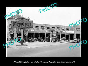 OLD LARGE HISTORIC PHOTO OF NORFOLK VIRGINIA, THE FIRESTONE TIRES STORE c1930