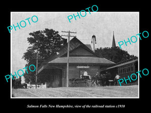 OLD LARGE HISTORIC PHOTO OF SALMON FALLS NEW HAMPSHIRE RAILROAD STATION c1910