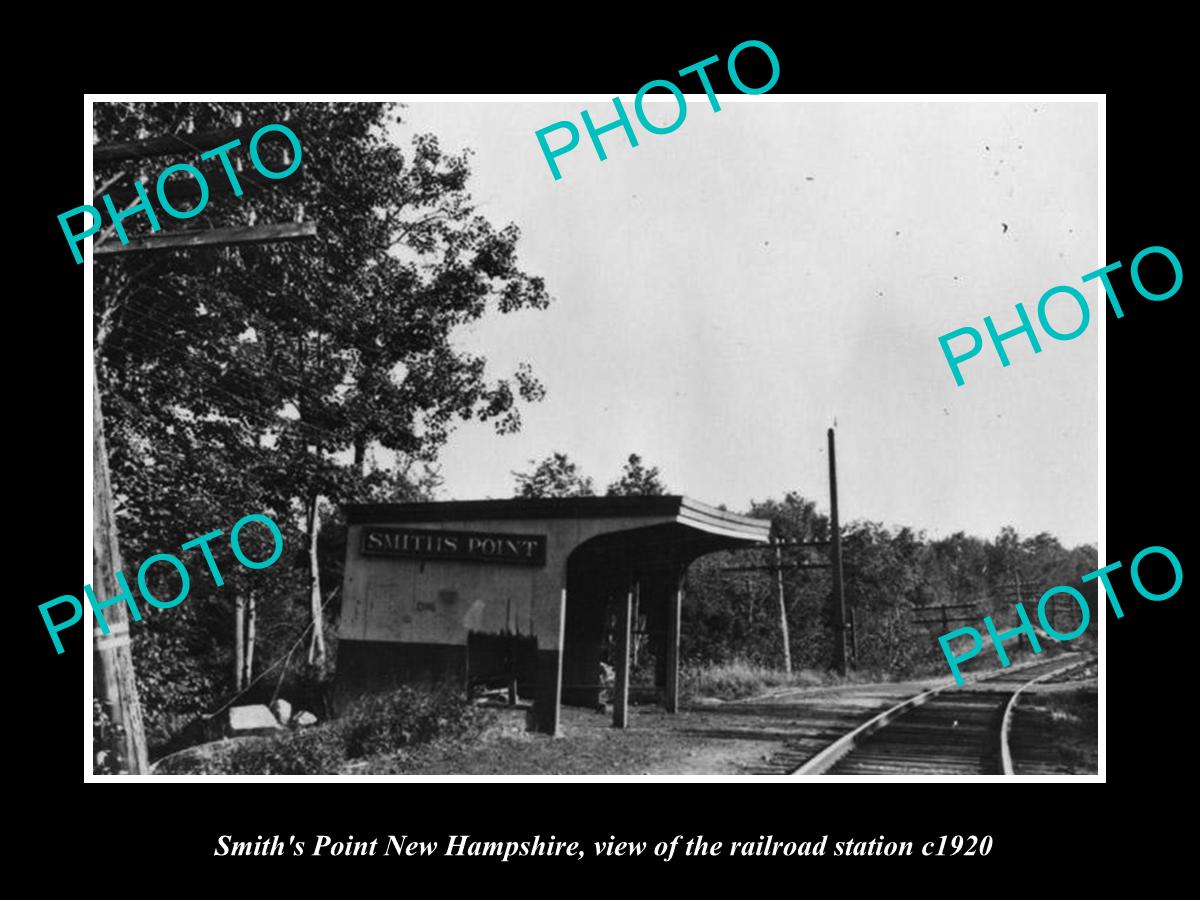 OLD LARGE HISTORIC PHOTO OF SMITHS POINT NEW HAMPSHIRE RAILROAD STATION c1920