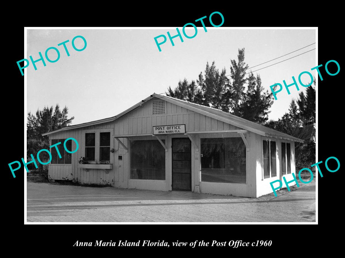 OLD LARGE HISTORIC PHOTO OF ANNA MARIA FLORIDA, VIEW OF THE POST OFFICE c1960