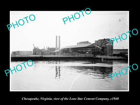 OLD LARGE HISTORIC PHOTO OF CHESAPEAKE VIRGINIA, THE LONE STAR CEMENT CO c1940