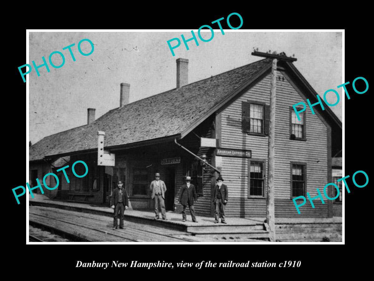 OLD LARGE HISTORIC PHOTO OF DANBURY NEW HAMPSHIRE, THE RAILROAD STATION c1910