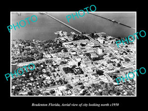 OLD LARGE HISTORIC PHOTO OF BRADENTON FLORIDA, AERIAL VIEW OF THE CITY c1950