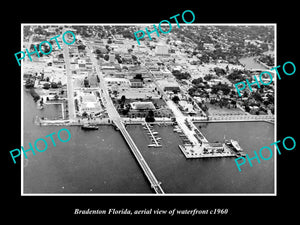 OLD LARGE HISTORIC PHOTO OF BRADENTON FLORIDA, AERIAL VIEW OF WATERFRONT c1960 2