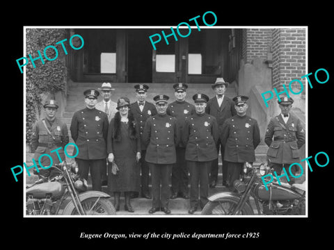 OLD LARGE HISTORIC PHOTO OF EUGENE OREGON, THE POLICE DEPARTMENT FORCE c1925