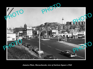 OLD LARGE HISTORIC PHOTO OF JAMAICA PLAIN MASSACHUSETTS VIEW OF JACKSON SQ c1960