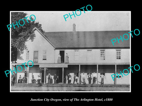 OLD LARGE HISTORIC PHOTO OF JUNCTION CITY OREGON, THE ARLINGTON HOTEL c1880