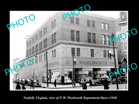 OLD LARGE HISTORIC PHOTO OF NORFOLK VIRGINIA, WOOLWORTHS DEPARTMENT STORE c1940