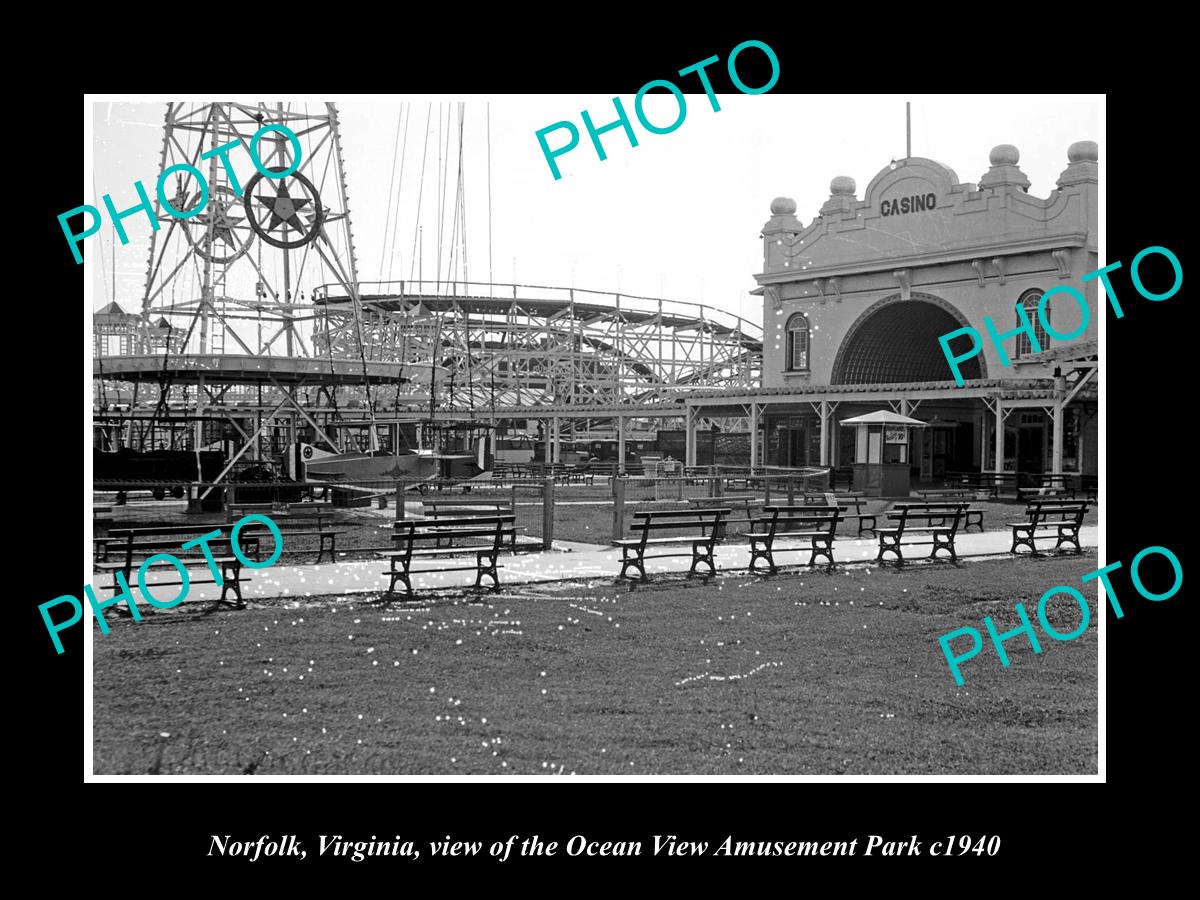 OLD LARGE HISTORIC PHOTO OF NORFOLK VIRGINIA, OCEAN VIEW AMUSEMENT PARK c1940