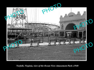 OLD LARGE HISTORIC PHOTO OF NORFOLK VIRGINIA, OCEAN VIEW AMUSEMENT PARK c1940