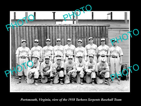 OLD LARGE HISTORIC PHOTO OF PORTSMOUTH VIRGINIA, THE TARBORO BASEBALL TEAM c1938