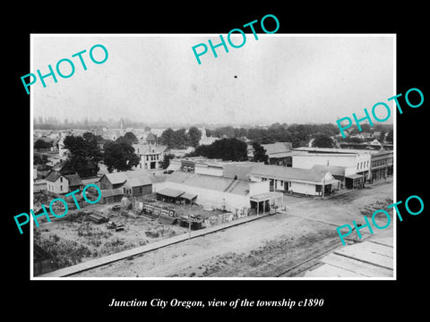 OLD LARGE HISTORIC PHOTO OF JUNCTION CITY OREGON, VIEW OF THE TOWNSHIP c1890