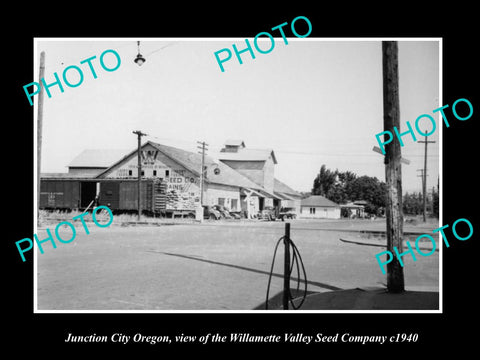 OLD LARGE HISTORIC PHOTO OF JUNCTION CITY OREGON, THE WILLAMETTE SEED Co c1940