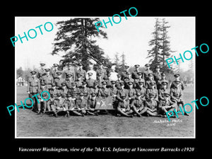 OLD LARGE HISTORIC PHOTO OF VANCOUVER WASHINGTON, THE 7th US INFANTRY SQUAD 1920