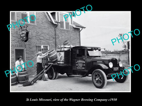 OLD LARGE HISTORIC PHOTO OF ST LOUIS MISSOURI, THE WAGNER BREWERY TRUCK c1930 1