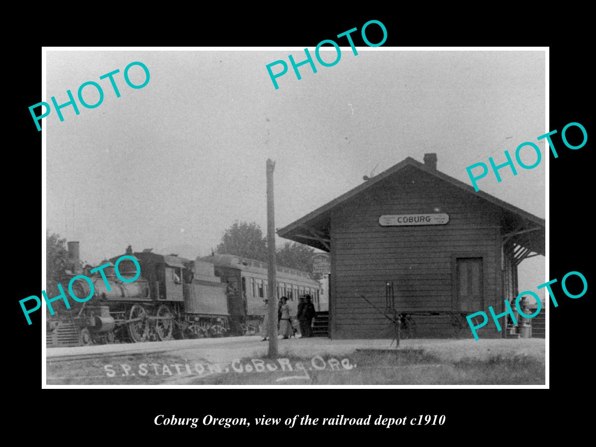 OLD LARGE HISTORIC PHOTO OF COBURG OREGON, THE RAILROAD DEPOT STATION c1910 2