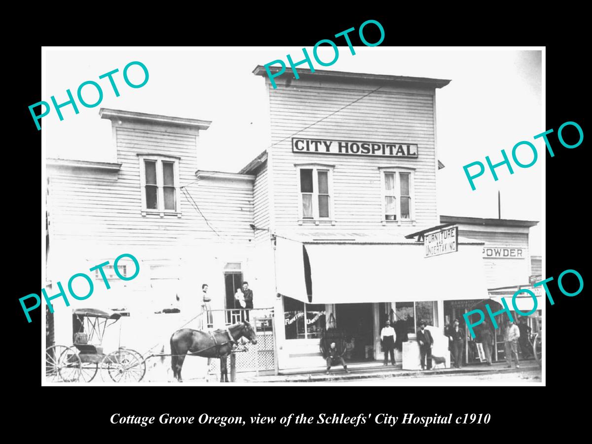 OLD LARGE HISTORIC PHOTO OF COTTAGE GROVE OREGON, VIEW OF THE CITY HOSPITAL 1910