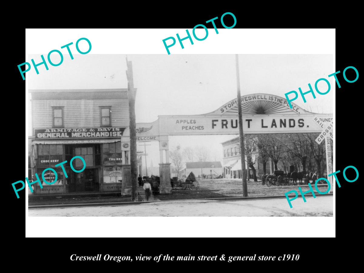 OLD LARGE HISTORIC PHOTO OF CRESWELL OREGON, THE MAIN St & GENERAL STORE c1910