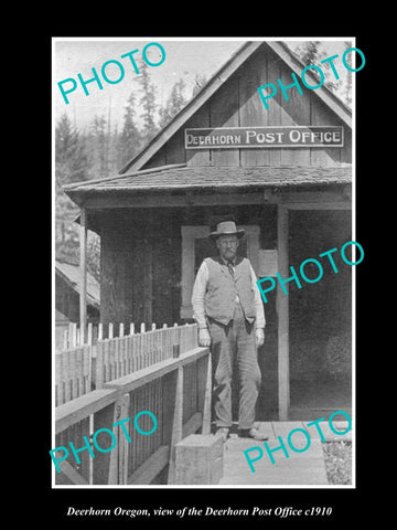 OLD LARGE HISTORIC PHOTO OF DEERHORN OREGON, THE TOWN POST OFFICE c1910