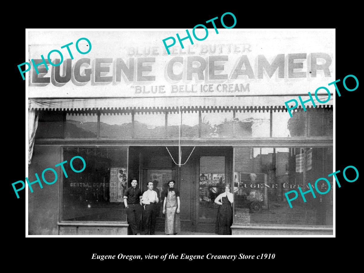 OLD LARGE HISTORIC PHOTO OF EUGENE OREGON, THE EUGENE CREAMRY STORE c1910