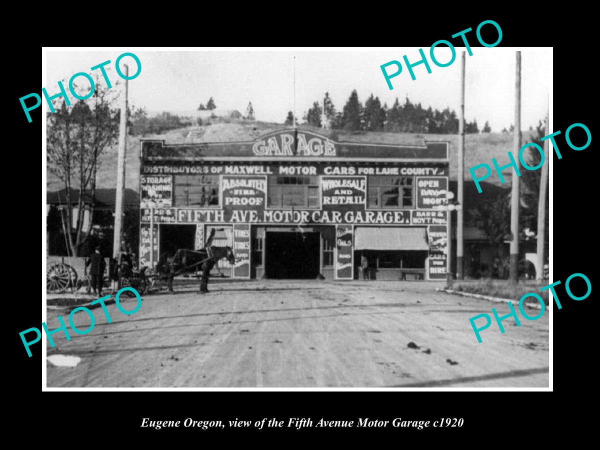 OLD LARGE HISTORIC PHOTO OF EUGENE OREGON, THE FIFTH AVE MOTOR GARAGE c1920