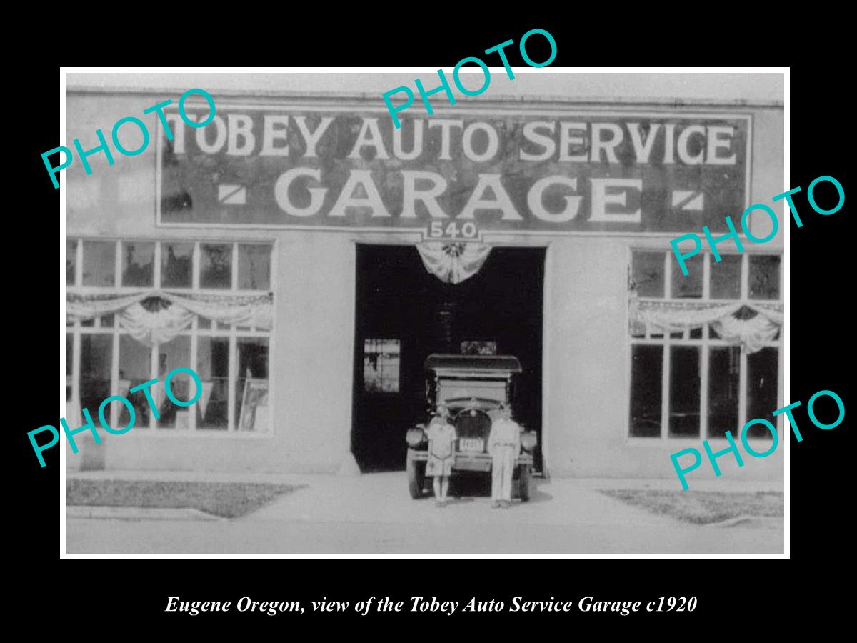 OLD LARGE HISTORIC PHOTO OF EUGENE OREGON, THE TOBEY MOTOR GARAGE c1920