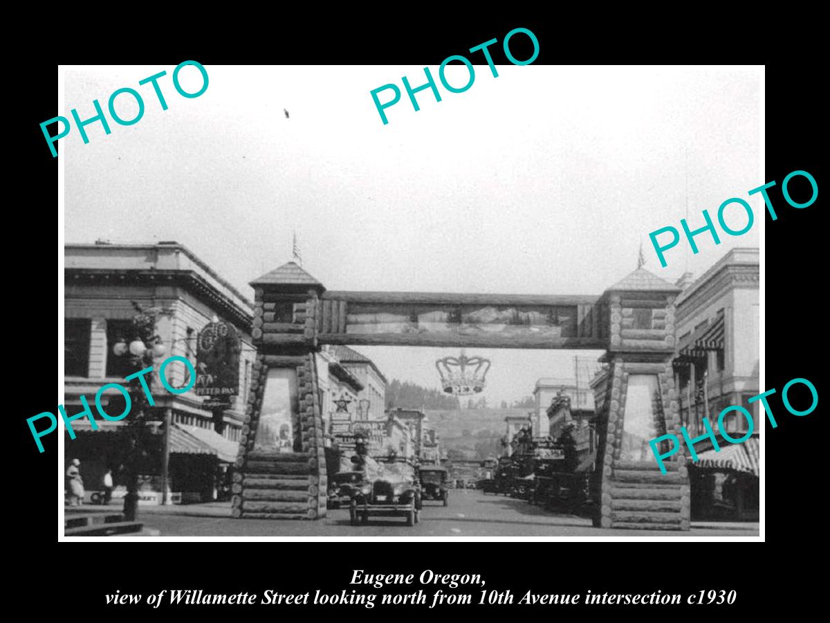 OLD LARGE HISTORIC PHOTO OF EUGENE OREGON, VIEW OF WILLAMETTE STREET c1930 2