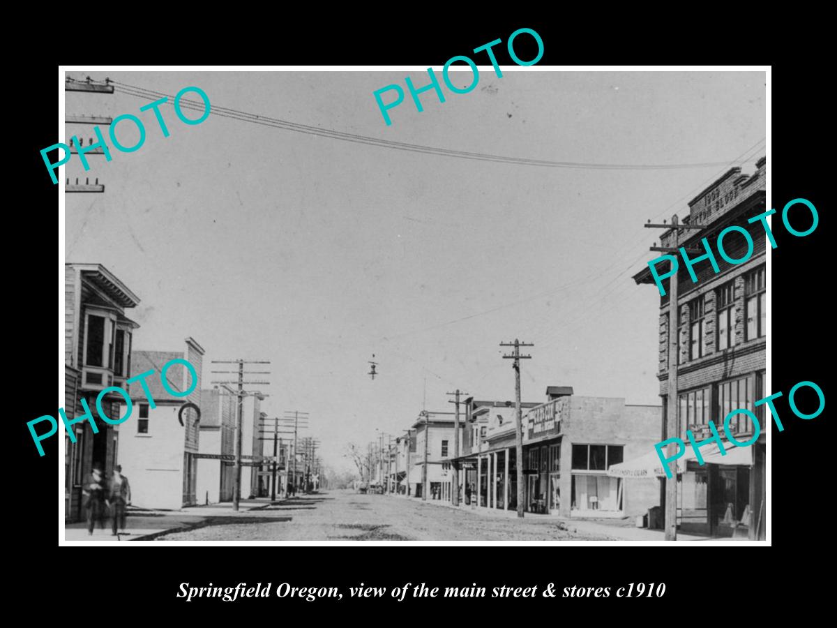 OLD LARGE HISTORIC PHOTO OF SPRINGFIELD OREGON, THE MAIN STREET & STORES c1910