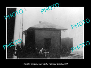 OLD LARGE HISTORIC PHOTO OF WESTFIR OREGON, THE RAILROAD DEPOT STATION c1920